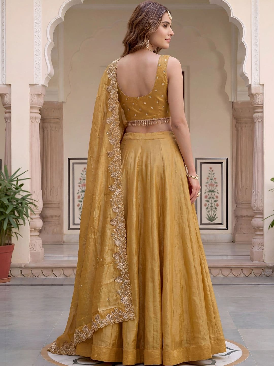 Zeel Clothing Embroidered Sequinned Semi-Stitched Lehenga & Unstitched Blouse With Dupatta thumbnail 6