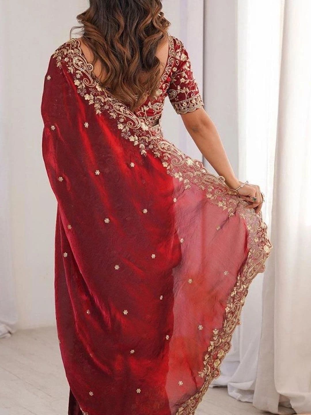 kantuba Ethnic Motifs Embroidered Art Silk Heavy Work Saree thumbnail 4