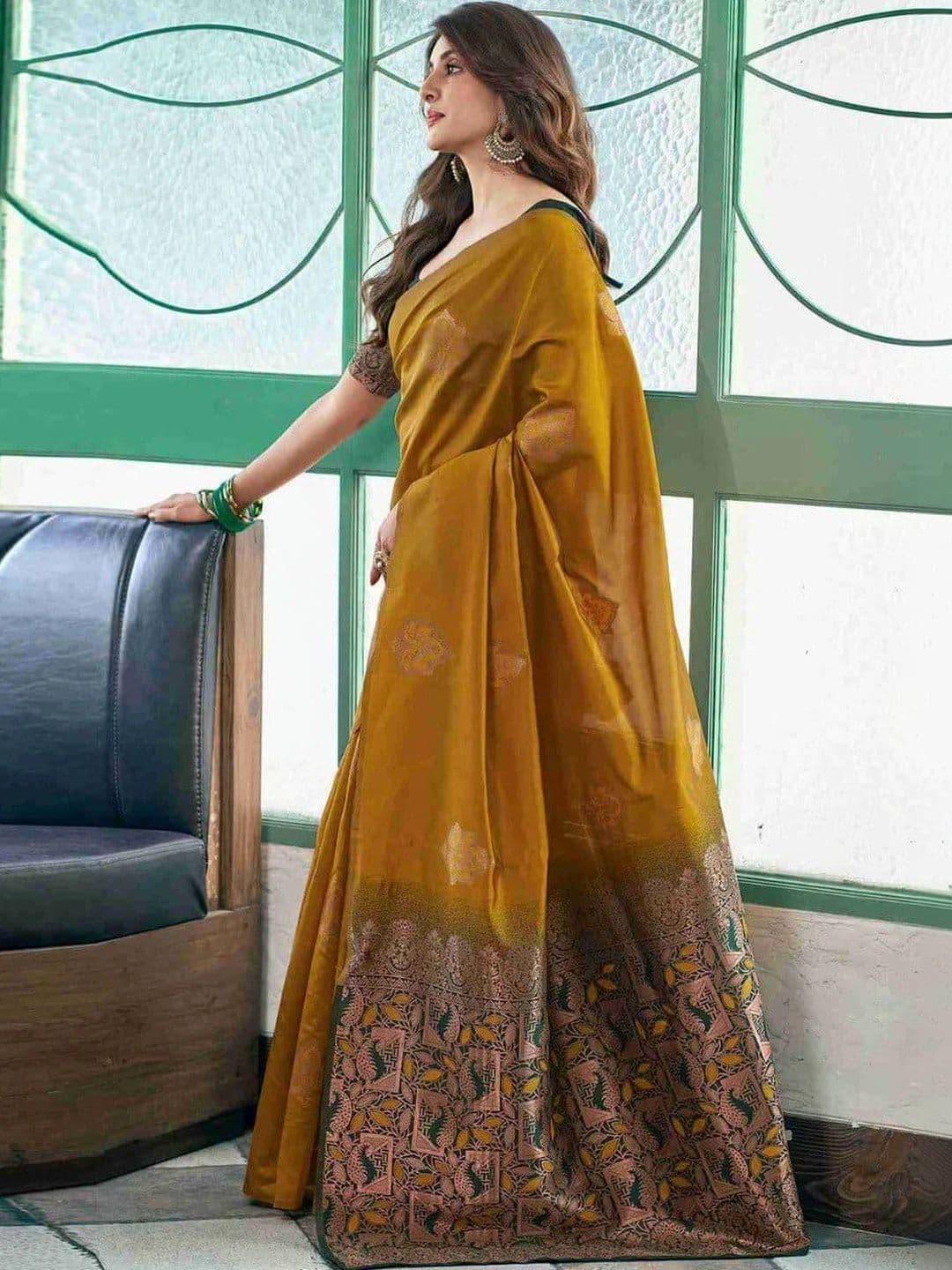 revika Woven Design Zari Art Silk Designer Kanjeevaram Saree thumbnail 4