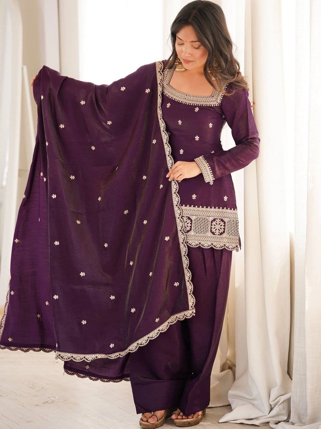 VASTRABELLA Women Ethnic Motifs Embroidered Regular Kurta with Patiala & With Dupatta - view 1