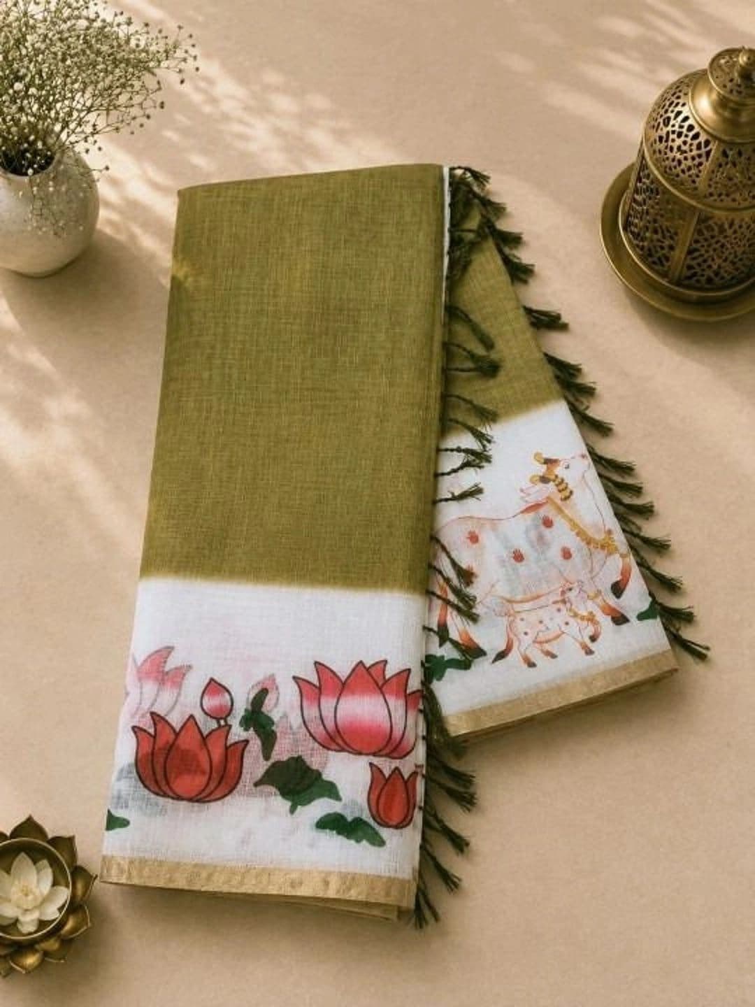 Anouk Rustic Women Floral Pure Linen Khadi Saree thumbnail 6