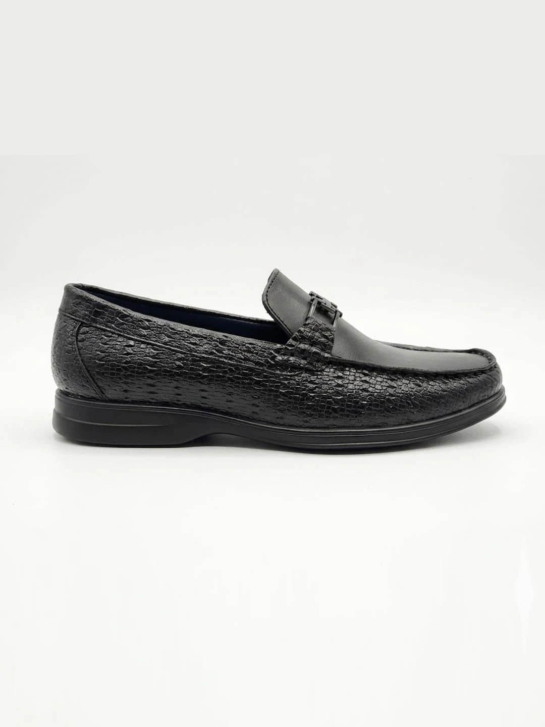 House of Pataudi Men Textured Round Toe Slip-On Loafers Formal Shoes thumbnail 7