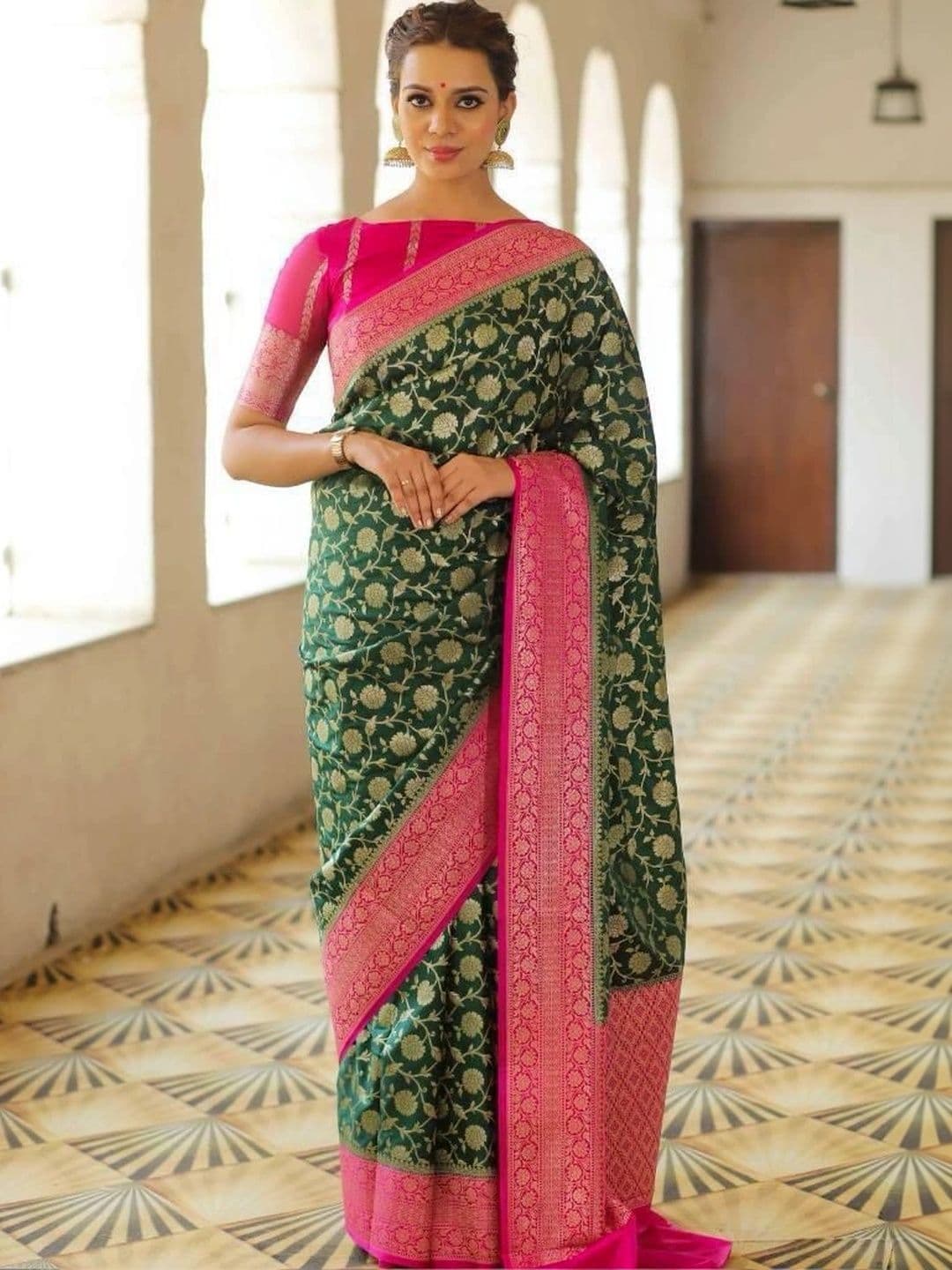 revika Woven Design Zari Art Silk Designer Kanjeevaram Saree thumbnail 5