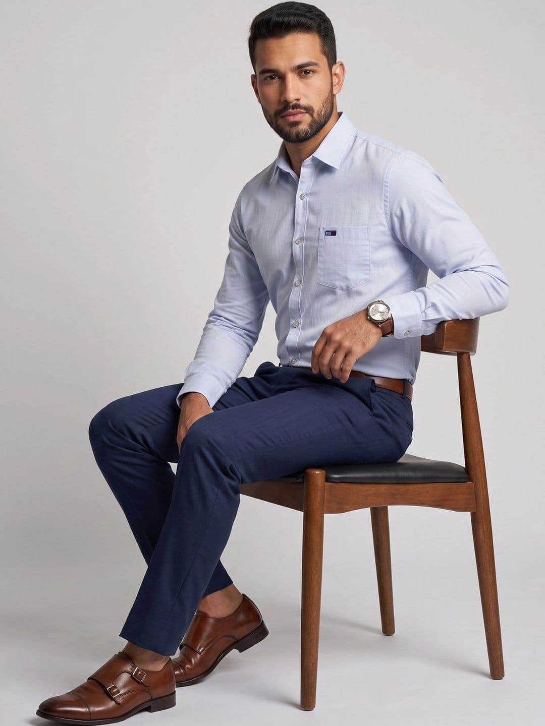 U.S. PITCHERS Men Modern Slim Fit Formal Shirt thumbnail 2