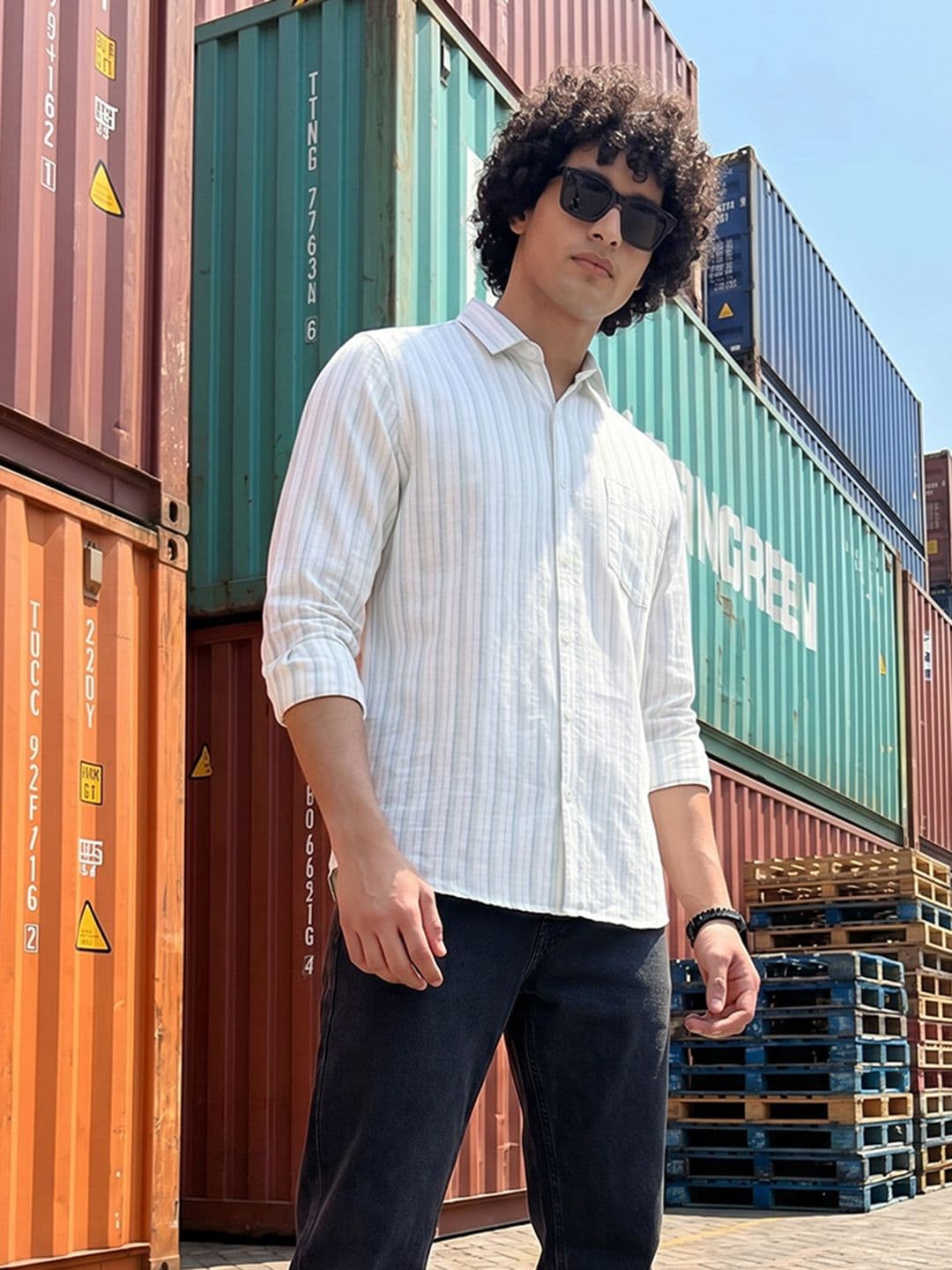 Roadster Life Co.Cotton Linen Striped Shirt thumbnail 2