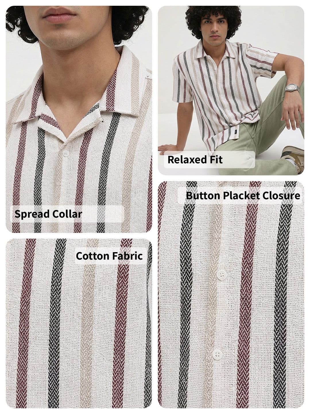Roadster Life Co. Textured Weave Striped Shirt thumbnail 3