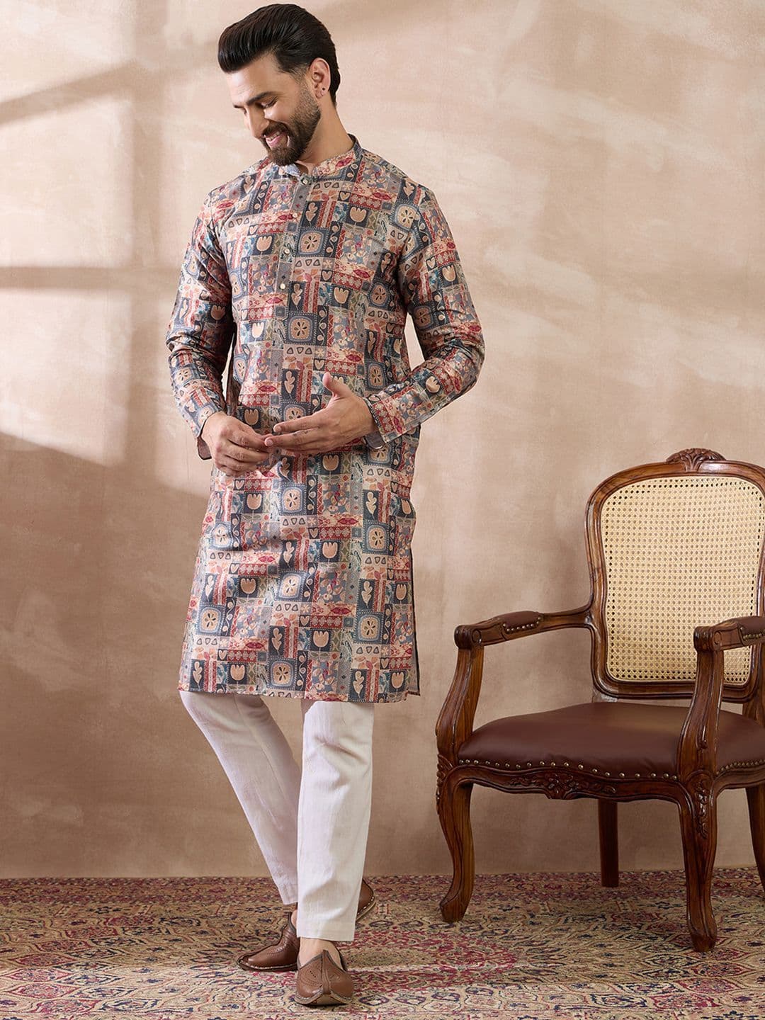 Ethnic Bay Men Ethnic Motifs Printed Summer Sheers Kurta thumbnail 7