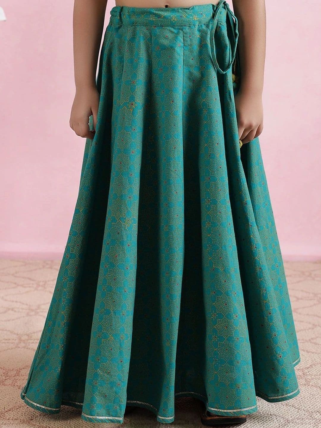 Fabindia Girls Printed Block Print Ready to Wear Lehenga & Blouse With Dupatta thumbnail 3