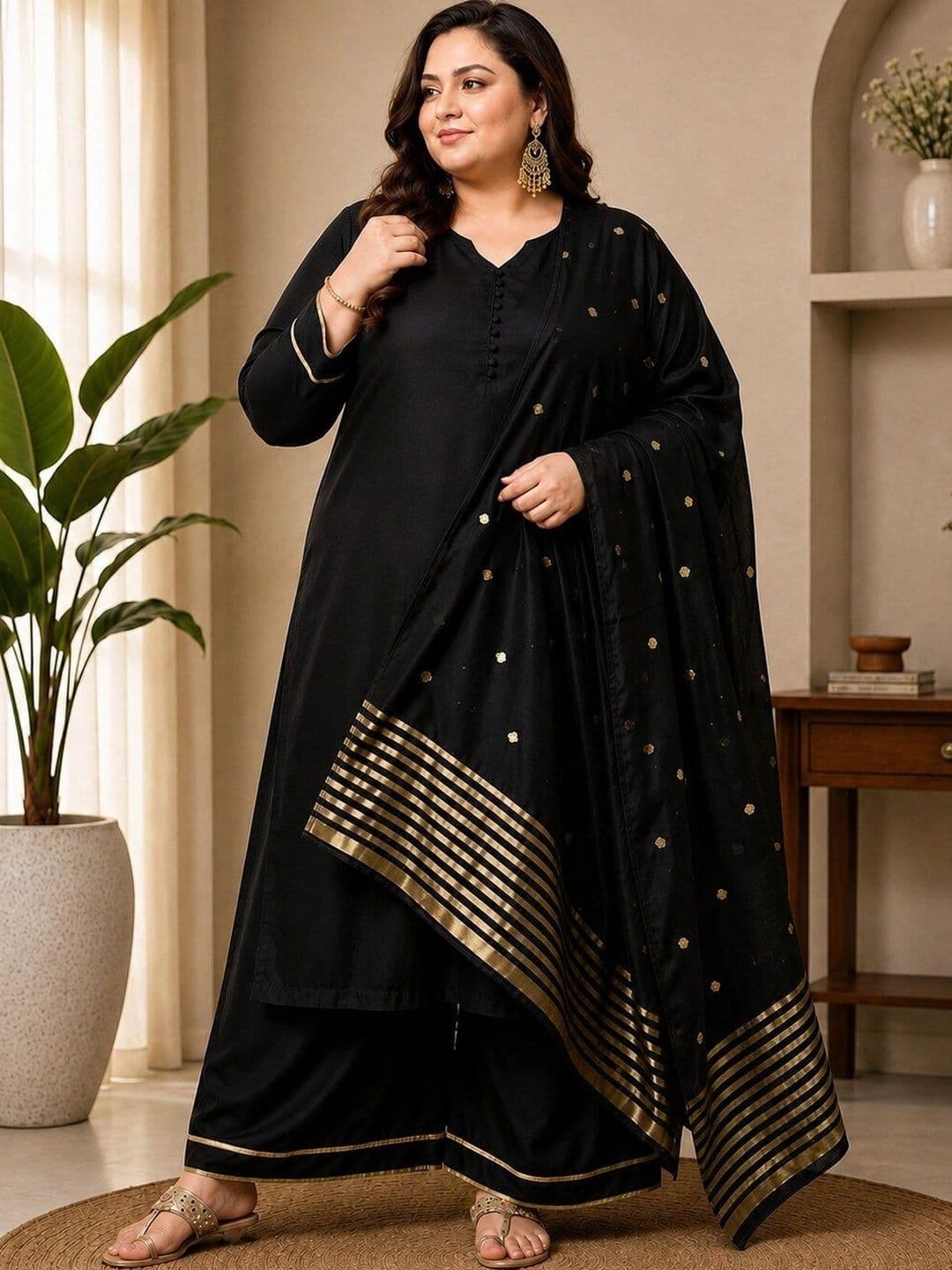 Mogra Designs Women Ethnic Motifs Regular Kurta with Palazzos & With Dupatta thumbnail 3