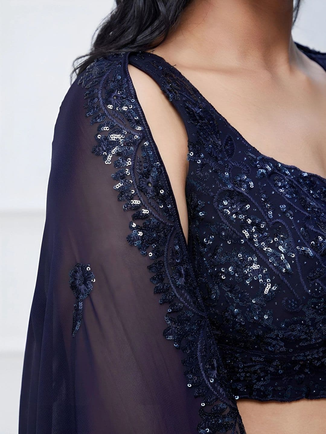 Zeel Clothing Embellished Sequinned Semi-Stitched Lehenga & Unstitched Blouse With Dupatta thumbnail 4