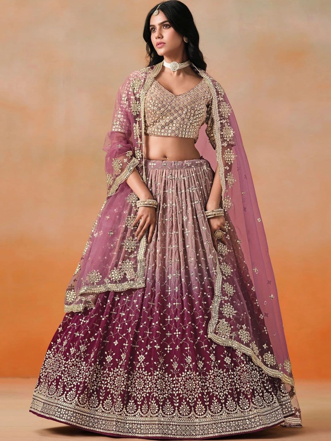 Zeel Clothing Embellished Sequinned Semi-Stitched Lehenga & Unstitched Blouse With Dupatta - view 1