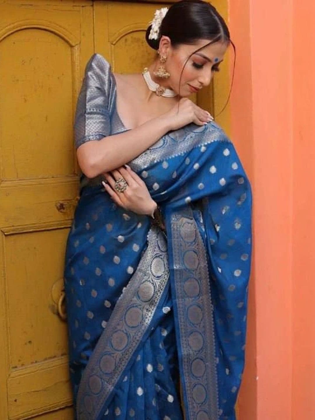revika Woven Design Zari Art Silk Designer Kanjeevaram Saree thumbnail 4