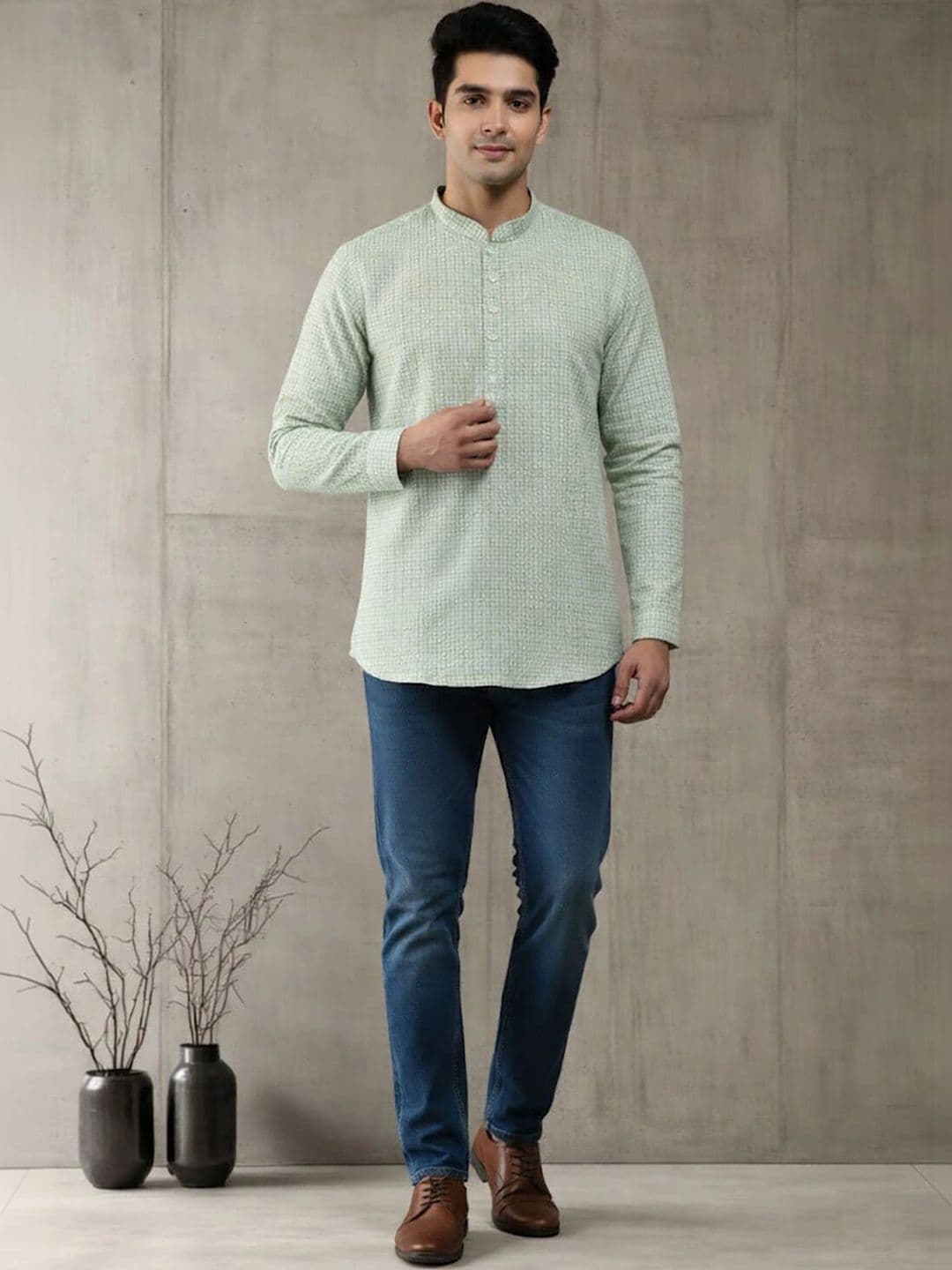 Anouk Men Checked Kurta - view 1
