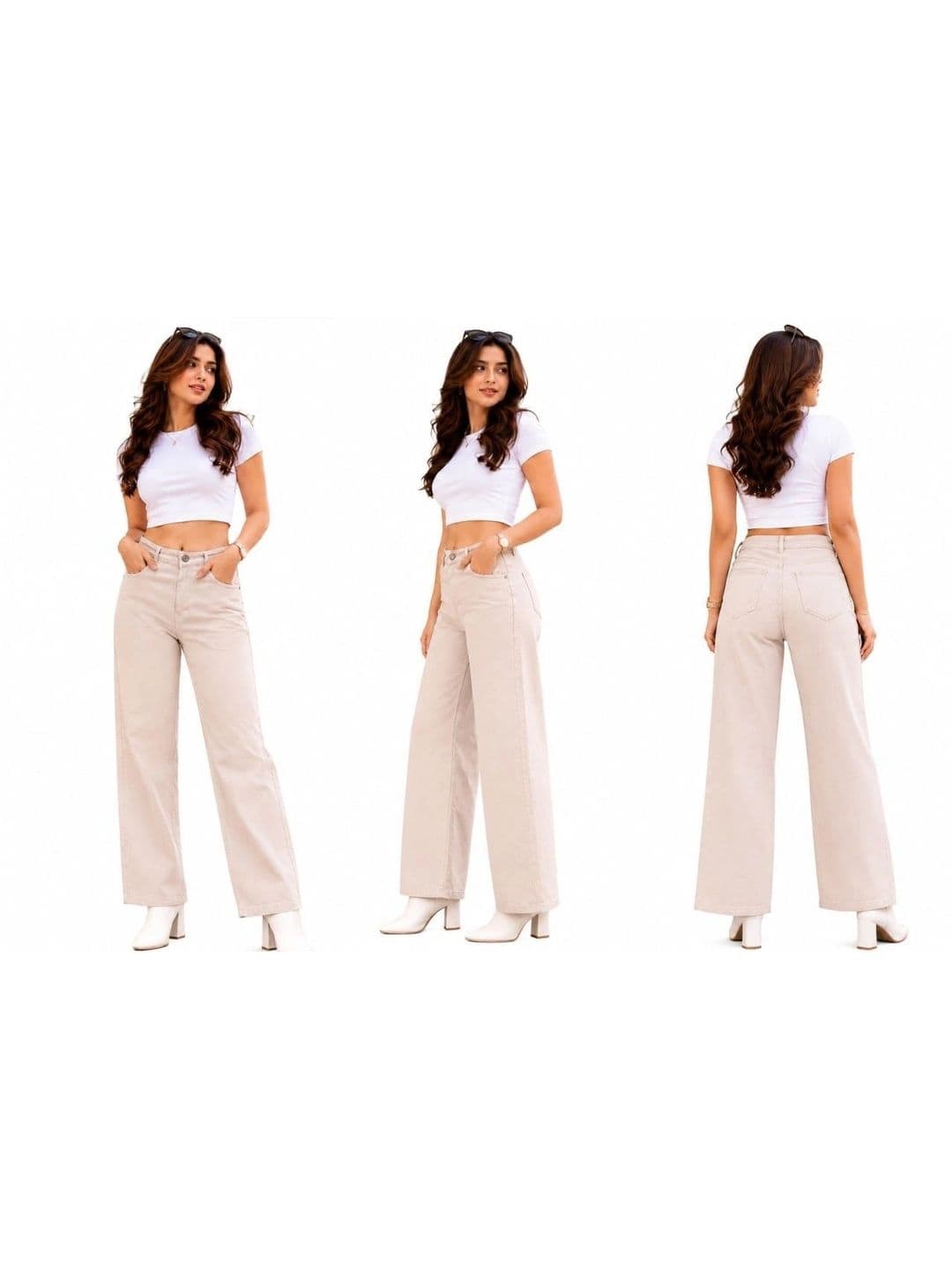 lapis lady Women High Rise Wide Leg Solid Denim Jeans thumbnail 6