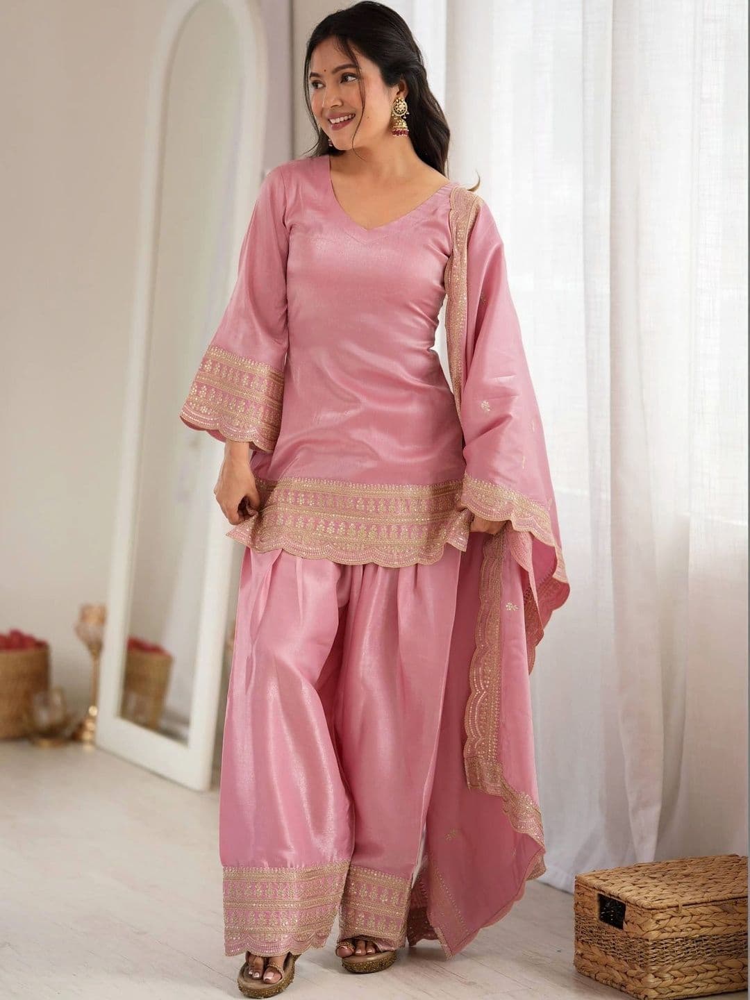 VASTRABELLA Women Ethnic Motifs Embroidered Regular Kurta with Patiala & With Dupatta - view 1