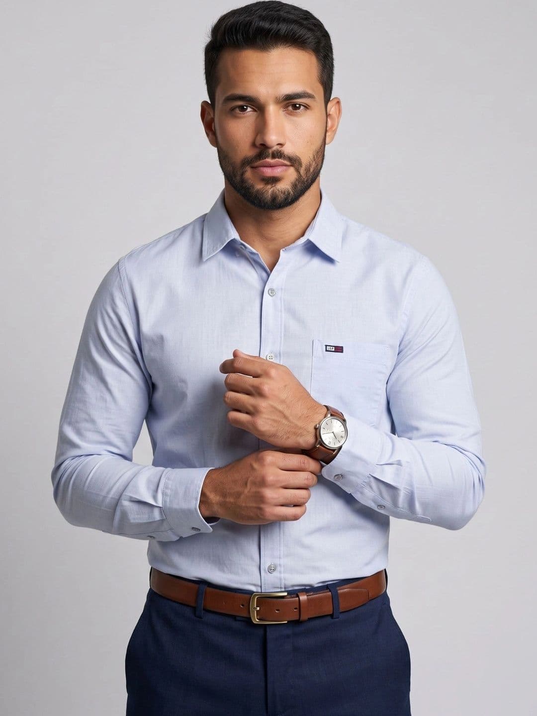 U.S. PITCHERS Men Modern Slim Fit Formal Shirt - view 1