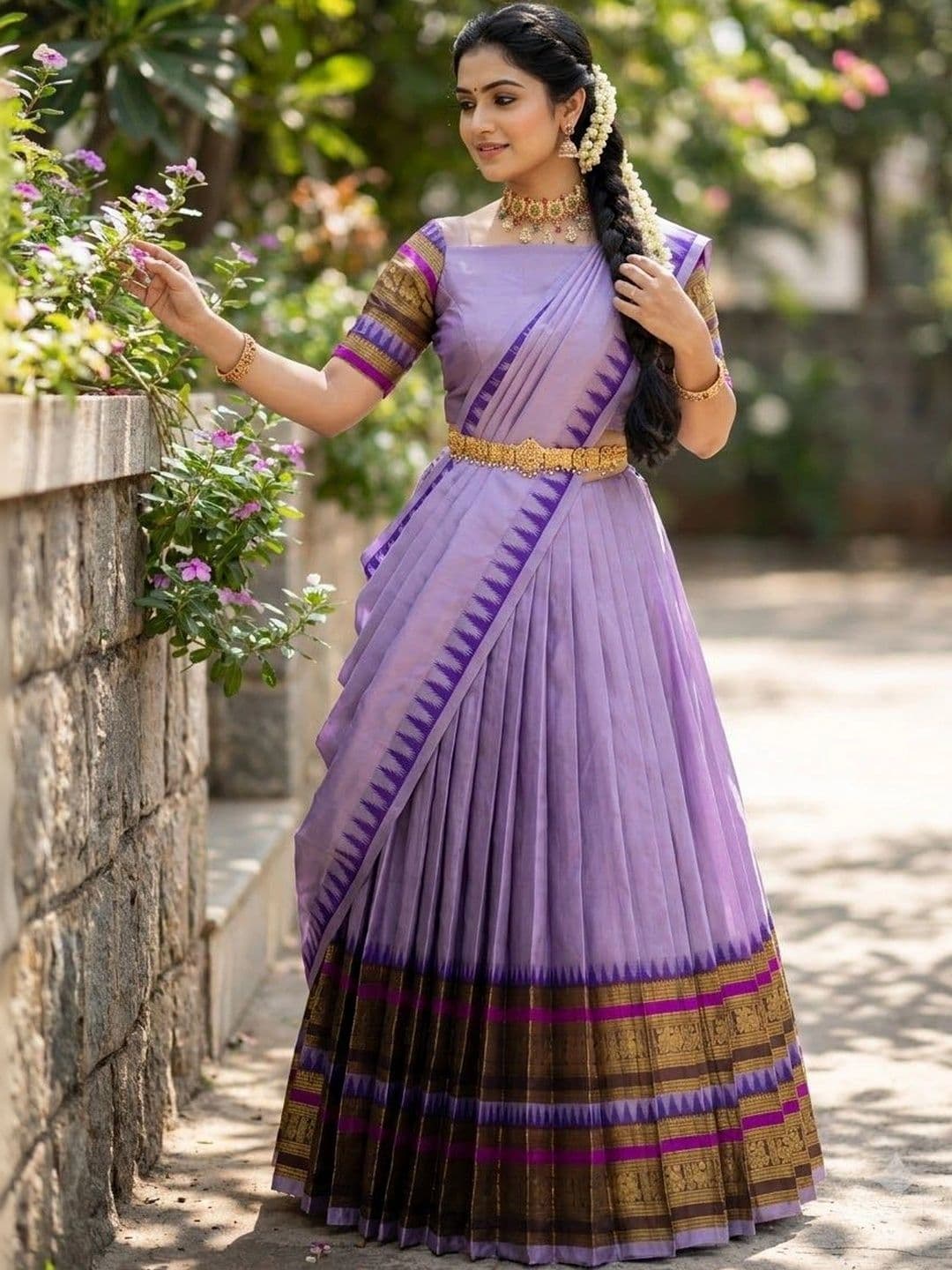 Pink Bindi Semi-Stitched Lehenga & Unstitched Blouse With Dupatta thumbnail 4