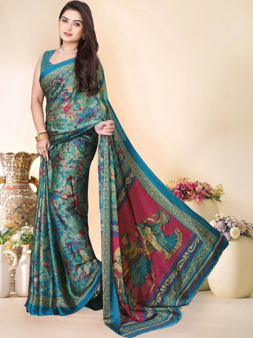 Owee Floral Pure Chiffon Designer Saree - view 1