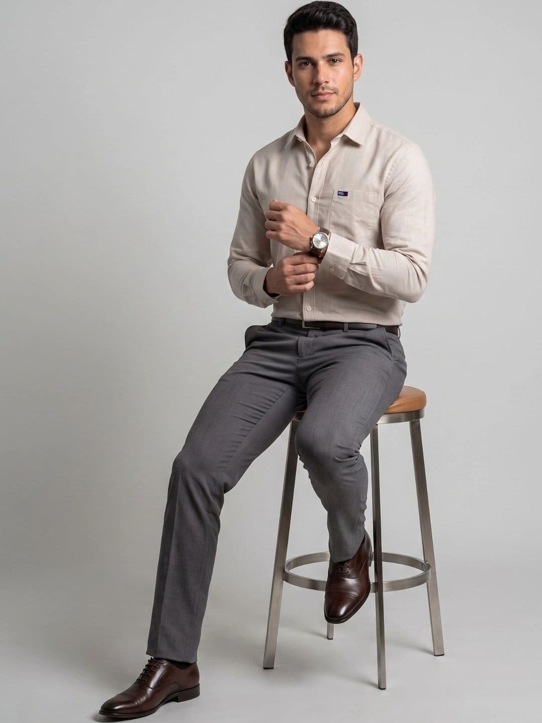 U.S. PITCHERS Men Modern Slim Fit Formal Shirt thumbnail 6