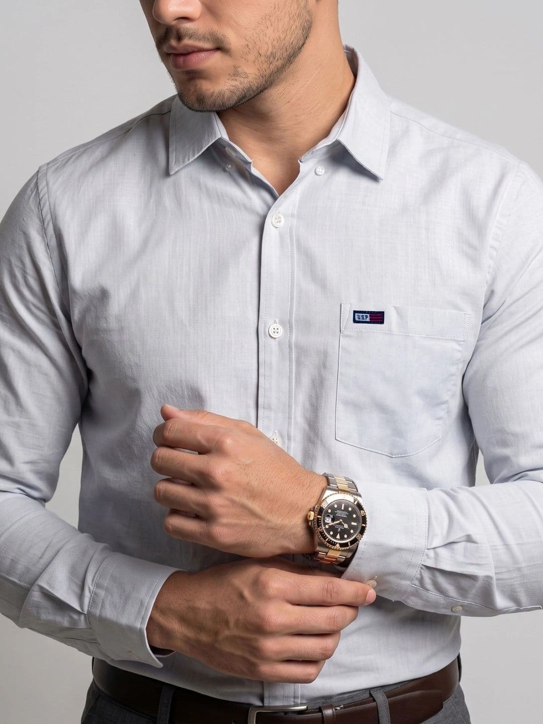 U.S. PITCHERS Men Modern Slim Fit Semiformal Shirt thumbnail 6