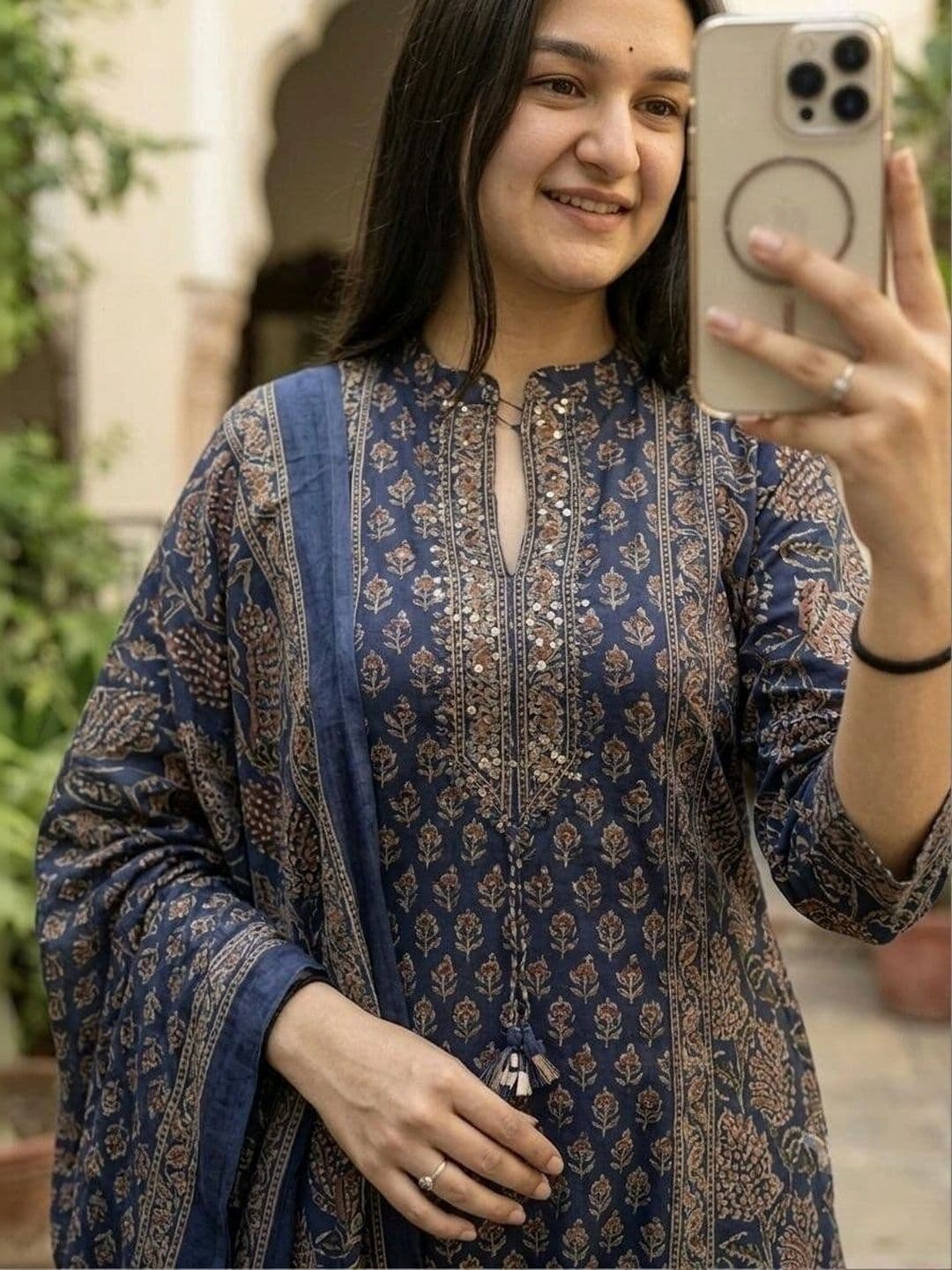 MILAAV Women Ethnic Motifs Printed Regular Pure Cotton Kurta with Palazzos & With Dupatta thumbnail 5