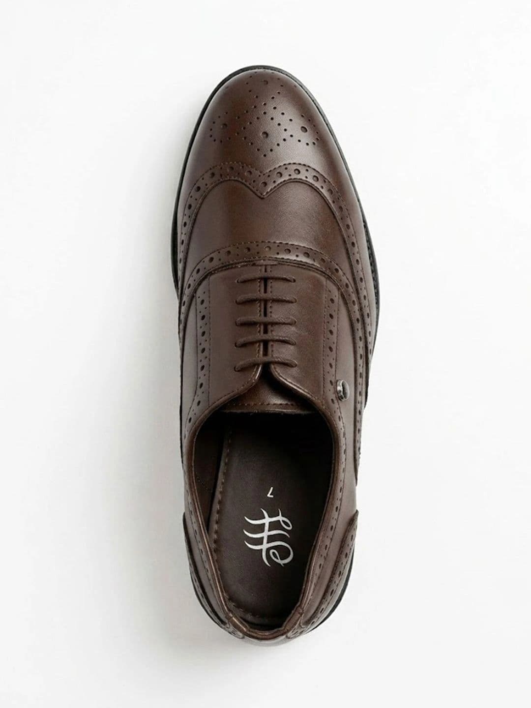 House of Pataudi Men Textured Round Toe Lace-Ups Brogues Formal Shoes thumbnail 2
