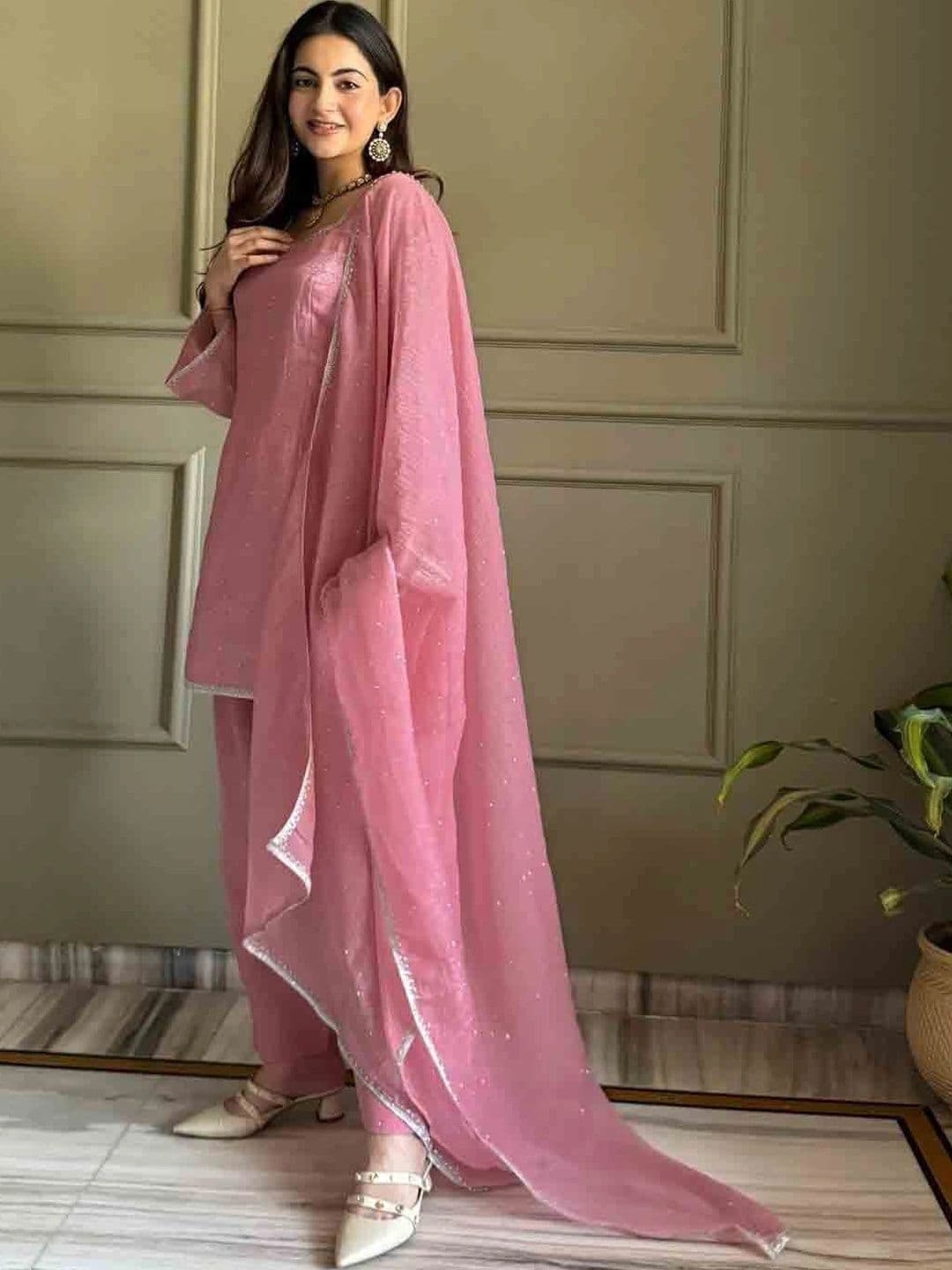 PALMIRA Women Regular Kurta with Trousers & With Dupatta thumbnail 2