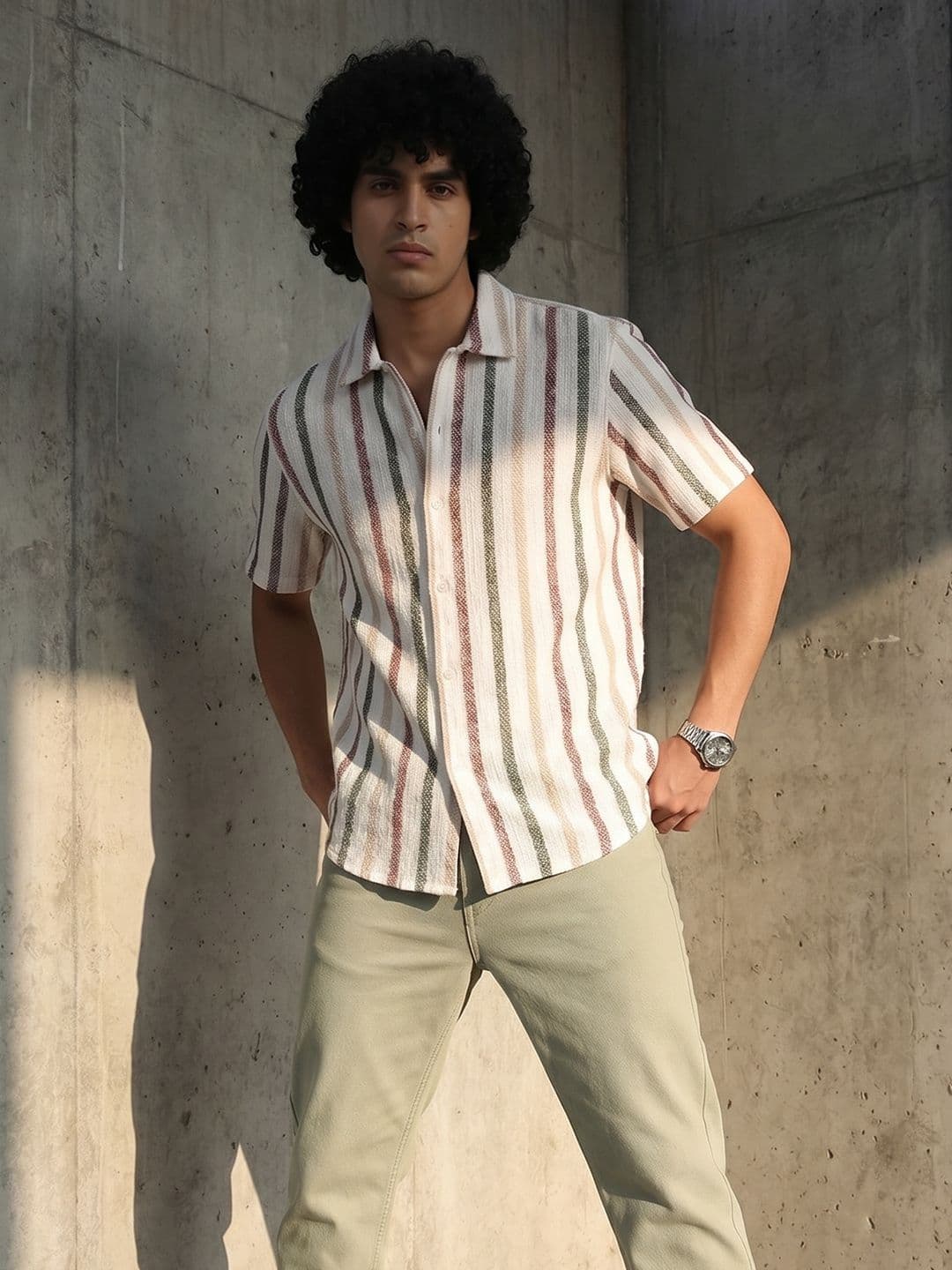 Roadster Life Co. Textured Weave Striped Shirt thumbnail 5
