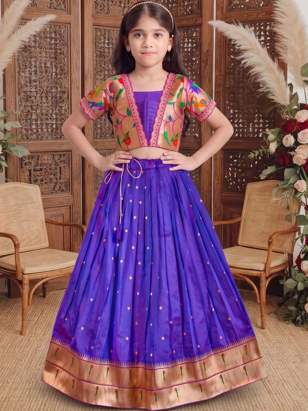 Sangria Girls Embroidered  Lehenga & Choli thumbnail 3