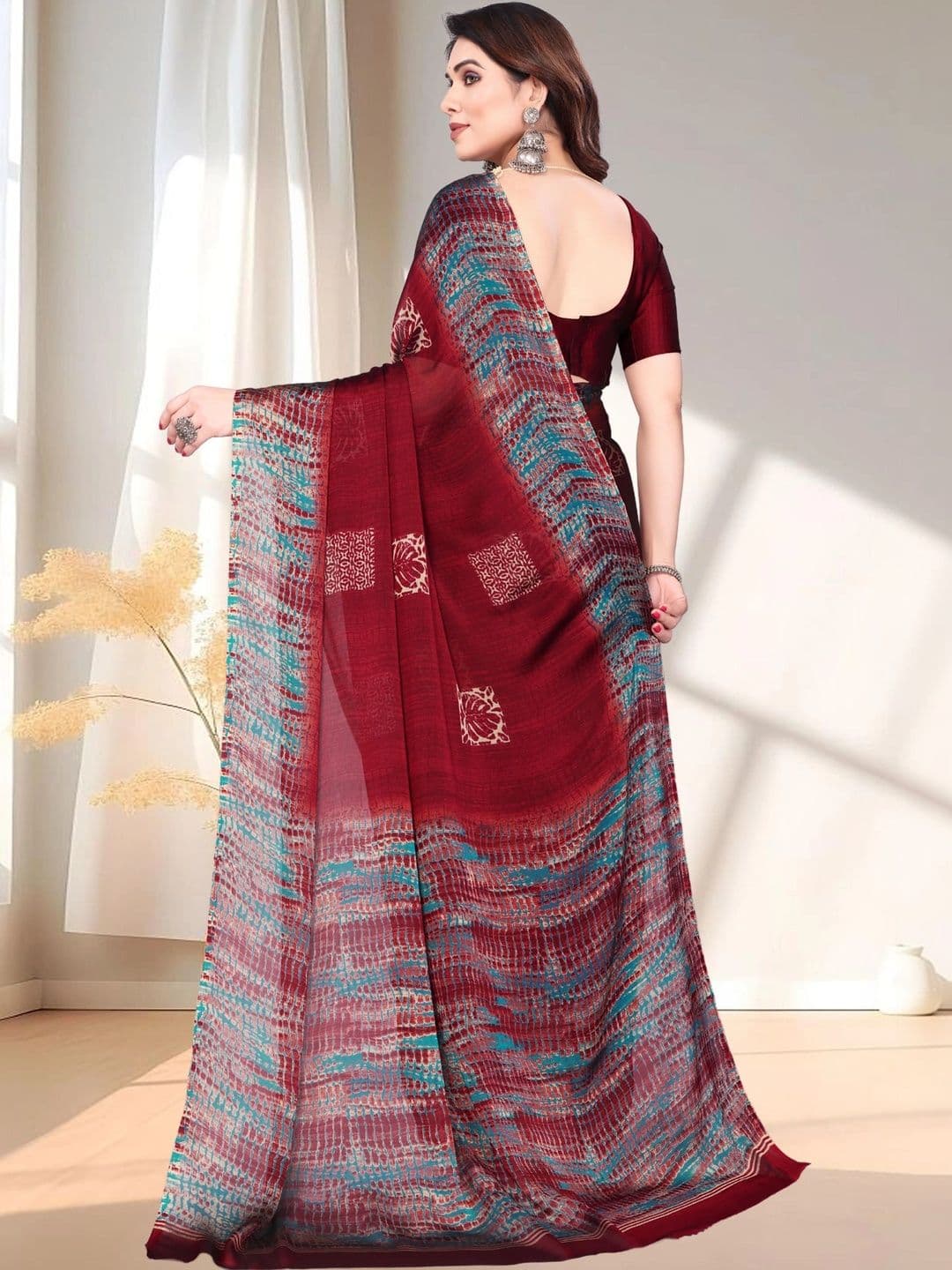 Owee Pure Chiffon Designer Saree thumbnail 4