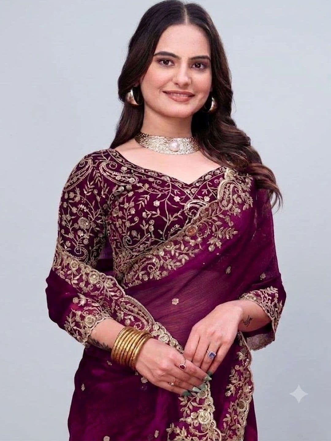 kantuba Embroidered Art Silk Heavy Work Saree thumbnail 2