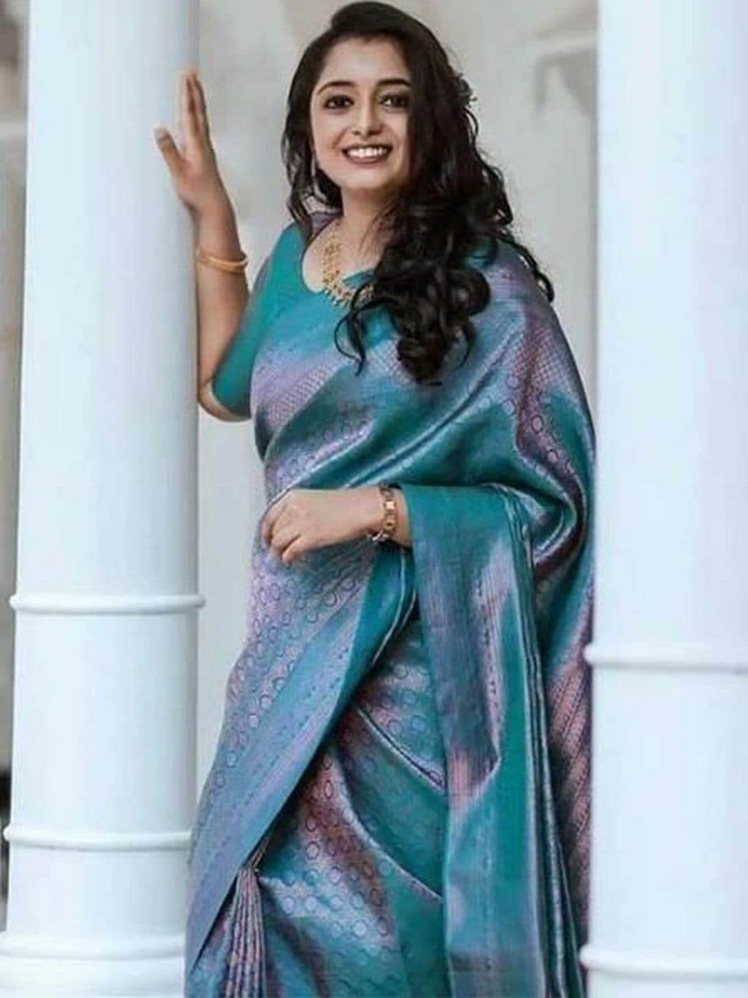 revika Woven Design Zari Art Silk Designer Kanjeevaram Saree thumbnail 5