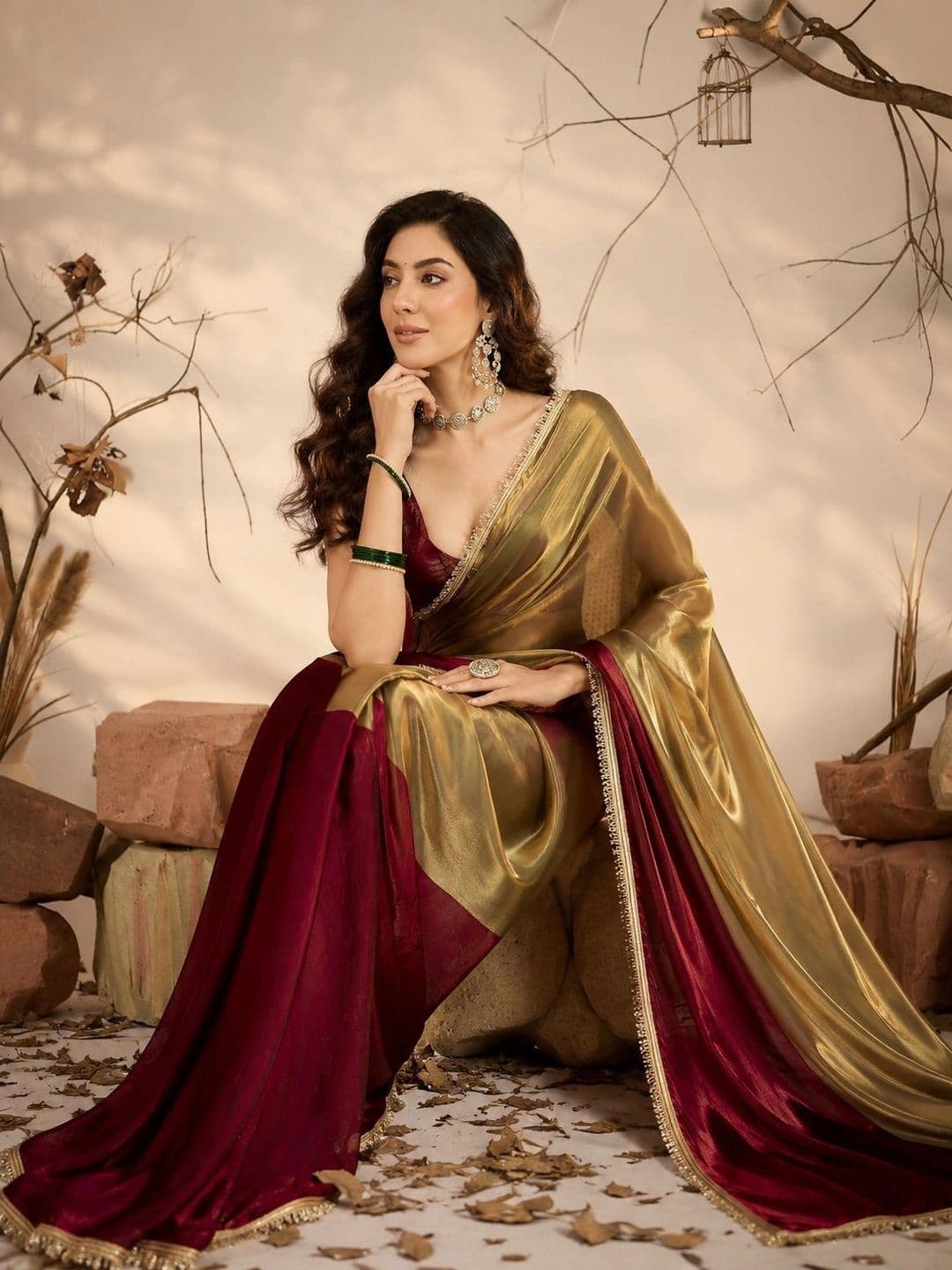 Branzios Sequinned Satin Saree thumbnail 3