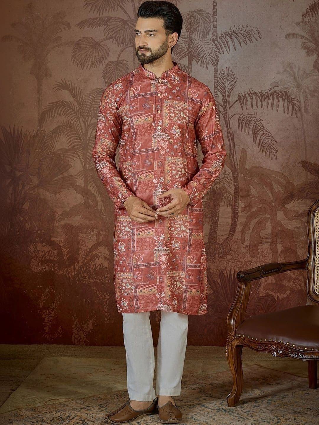 House of Pataudi Men Ethnic Motifs Printed Kurta thumbnail 5