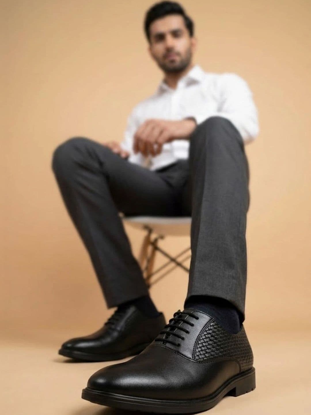 House of Pataudi Men Textured  Round Toe Lace-Ups Derbys Formal Shoes thumbnail 6