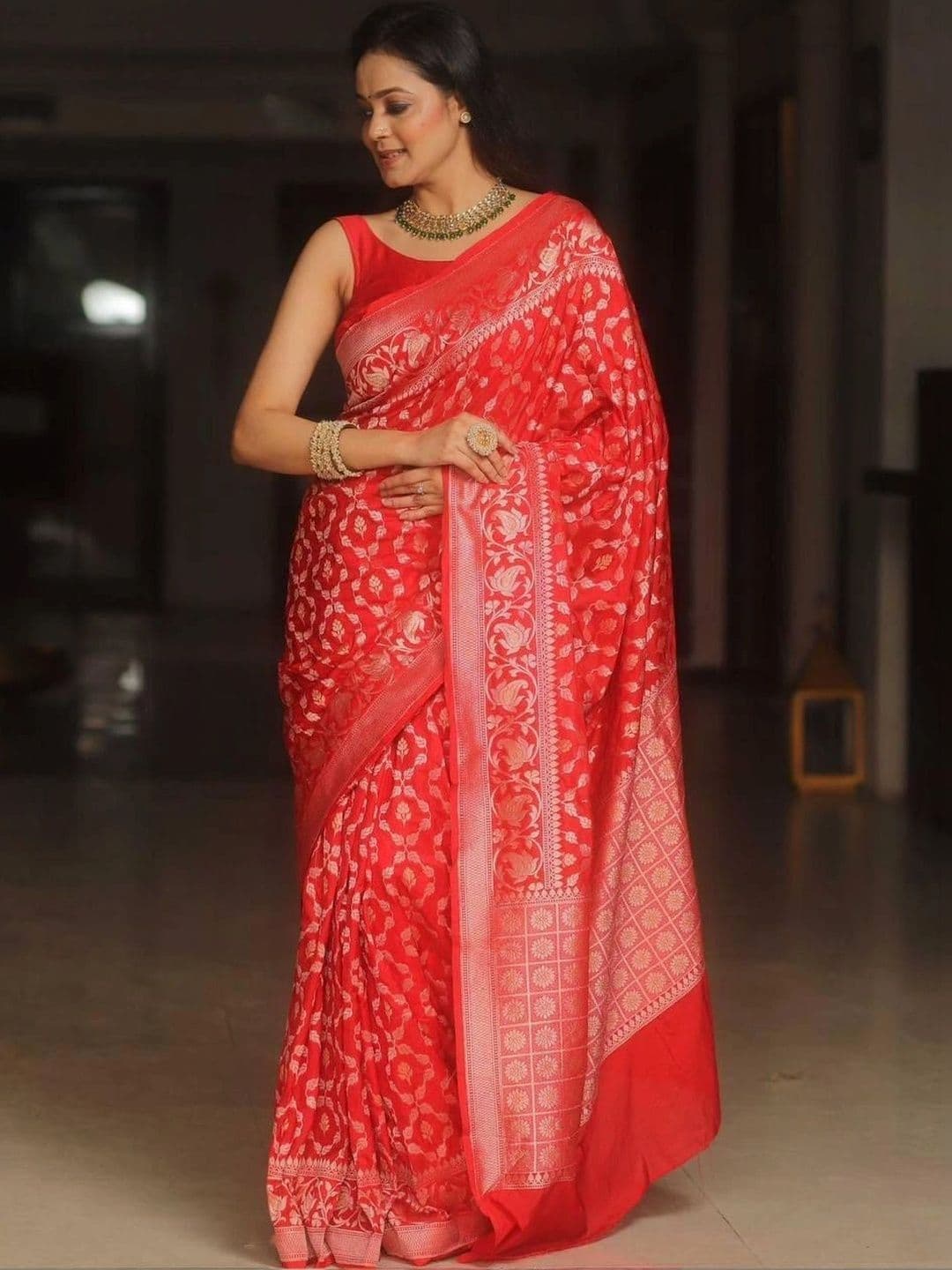 revika Woven Design Zari Art Silk Designer Kanjeevaram Saree thumbnail 2
