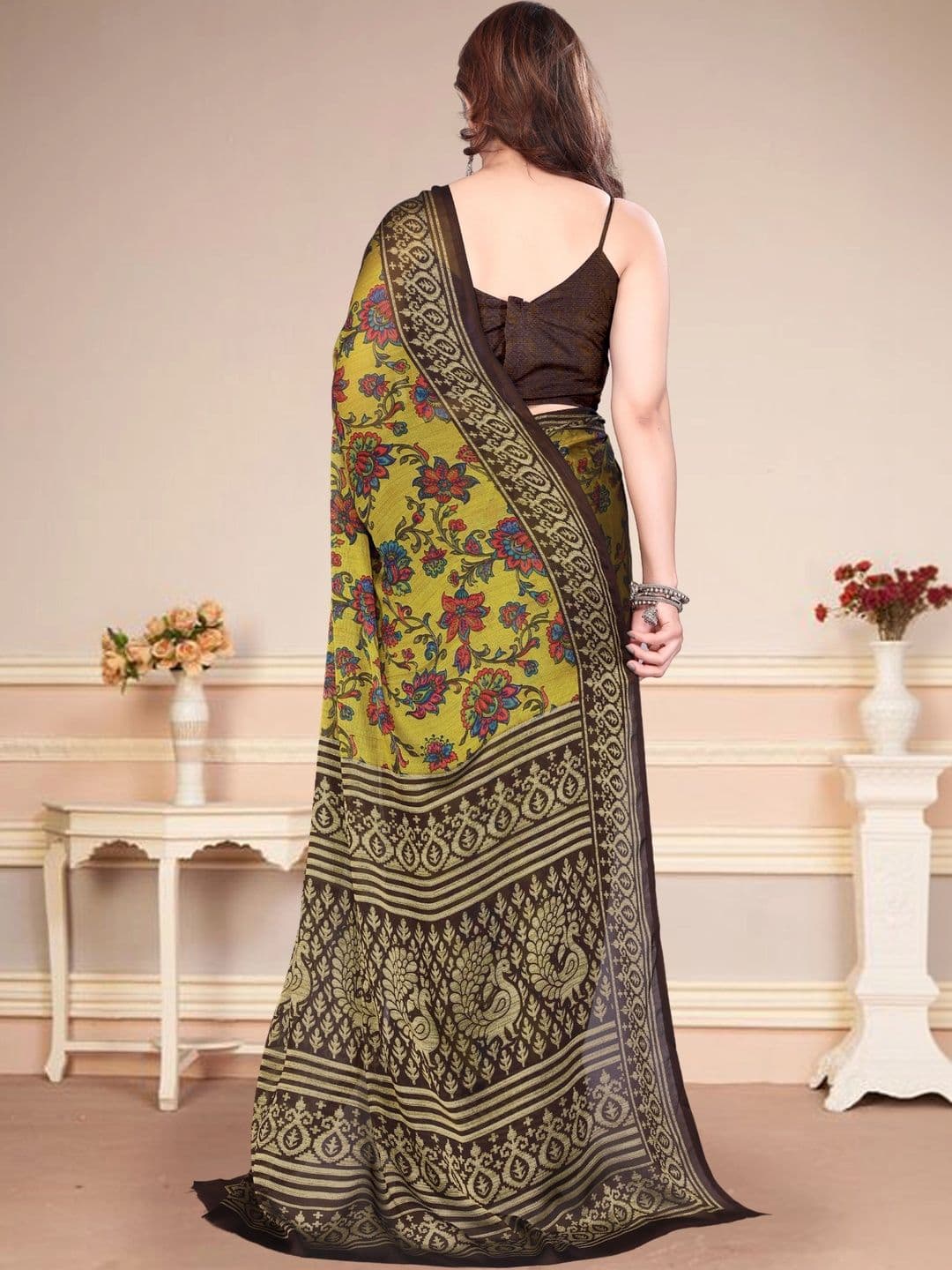 Owee Floral Pure Chiffon Designer Saree thumbnail 4
