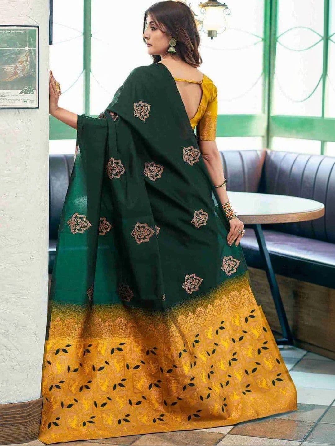 revika Floral Embroidered Art Silk Designer Kanjeevaram Saree thumbnail 4