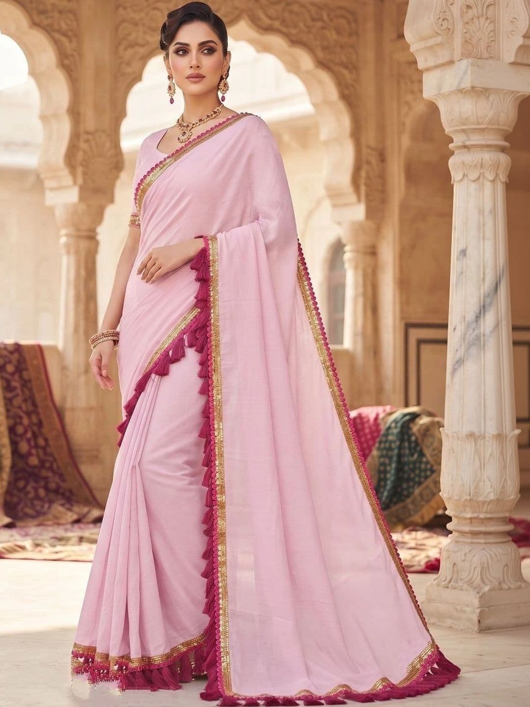 VILLE FASHION Woven Design Zari Pure Cotton Saree - view 1