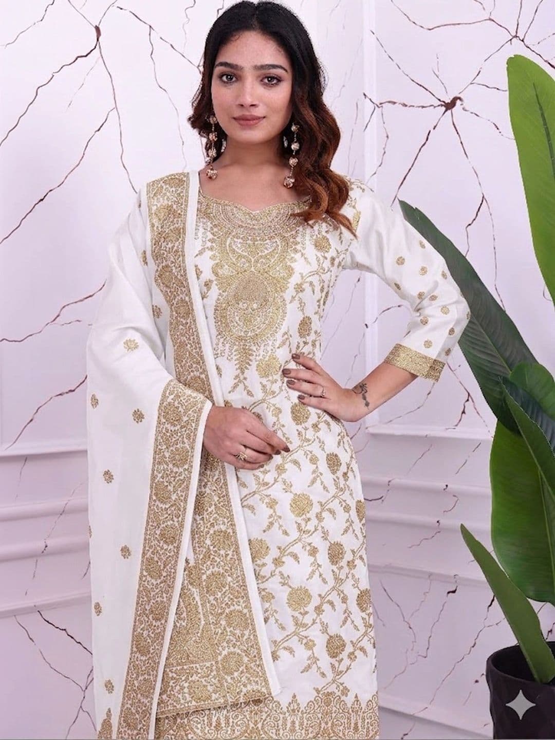 kantuba Women Art Silk Unstitched Dress Material thumbnail 2