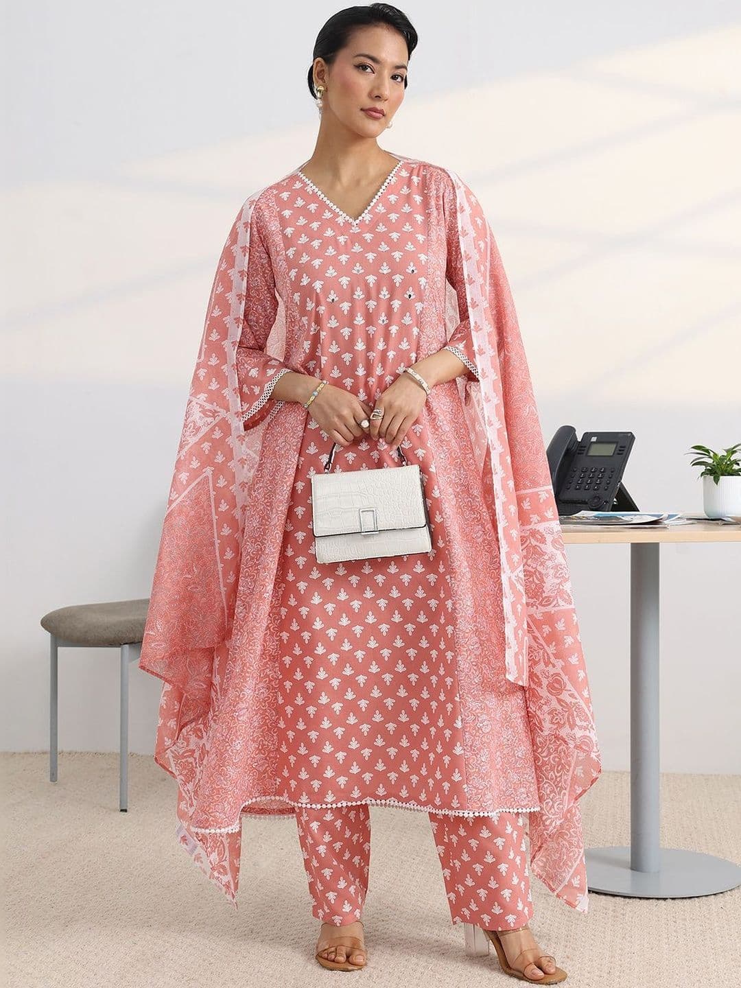 Gerua By Libas Women Ethnic Motifs Printed Regular Kurta with Trousers & With Dupatta thumbnail 2