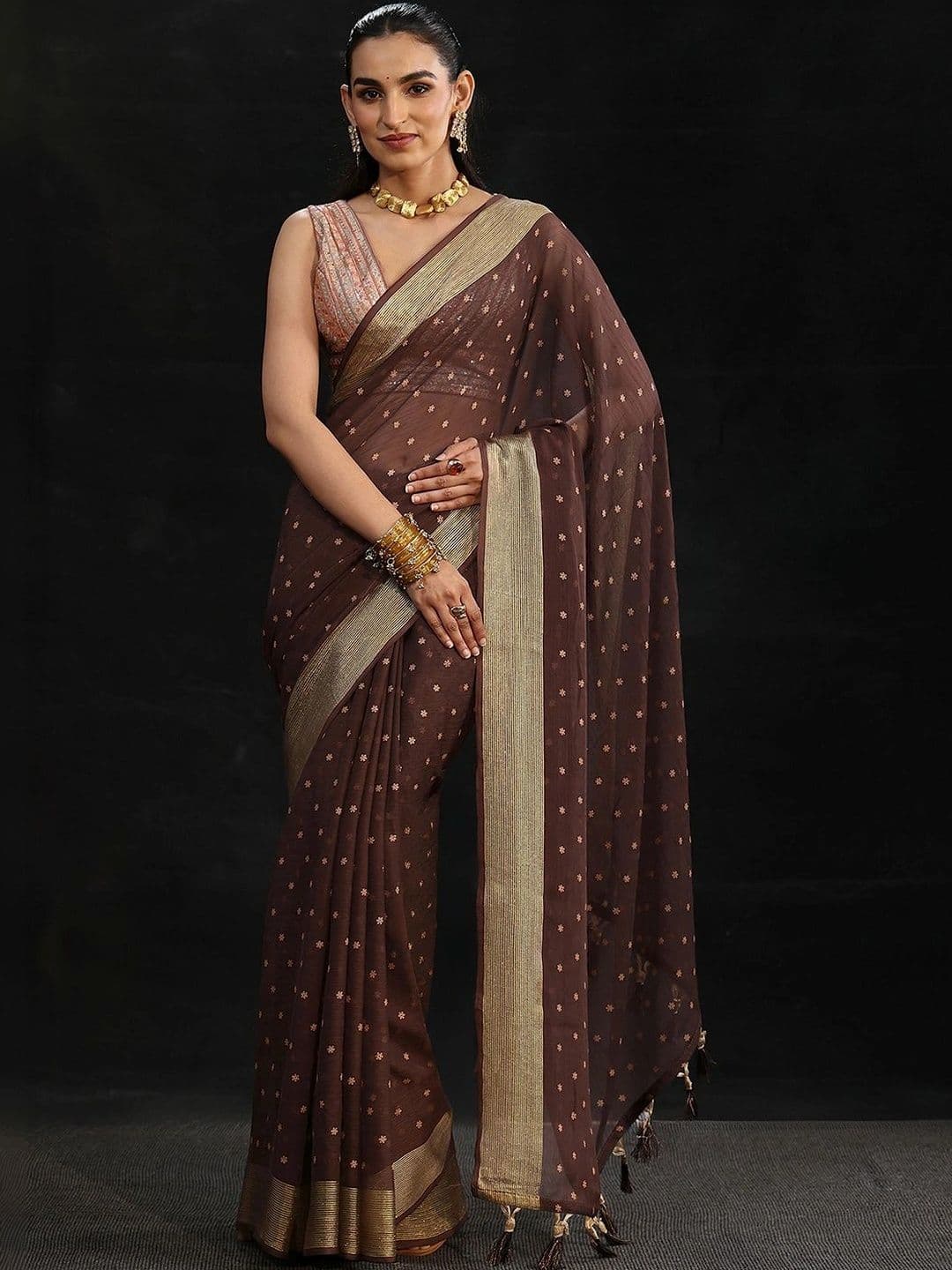 Libas Woven Design Zari Pure Chiffon Saree - view 1