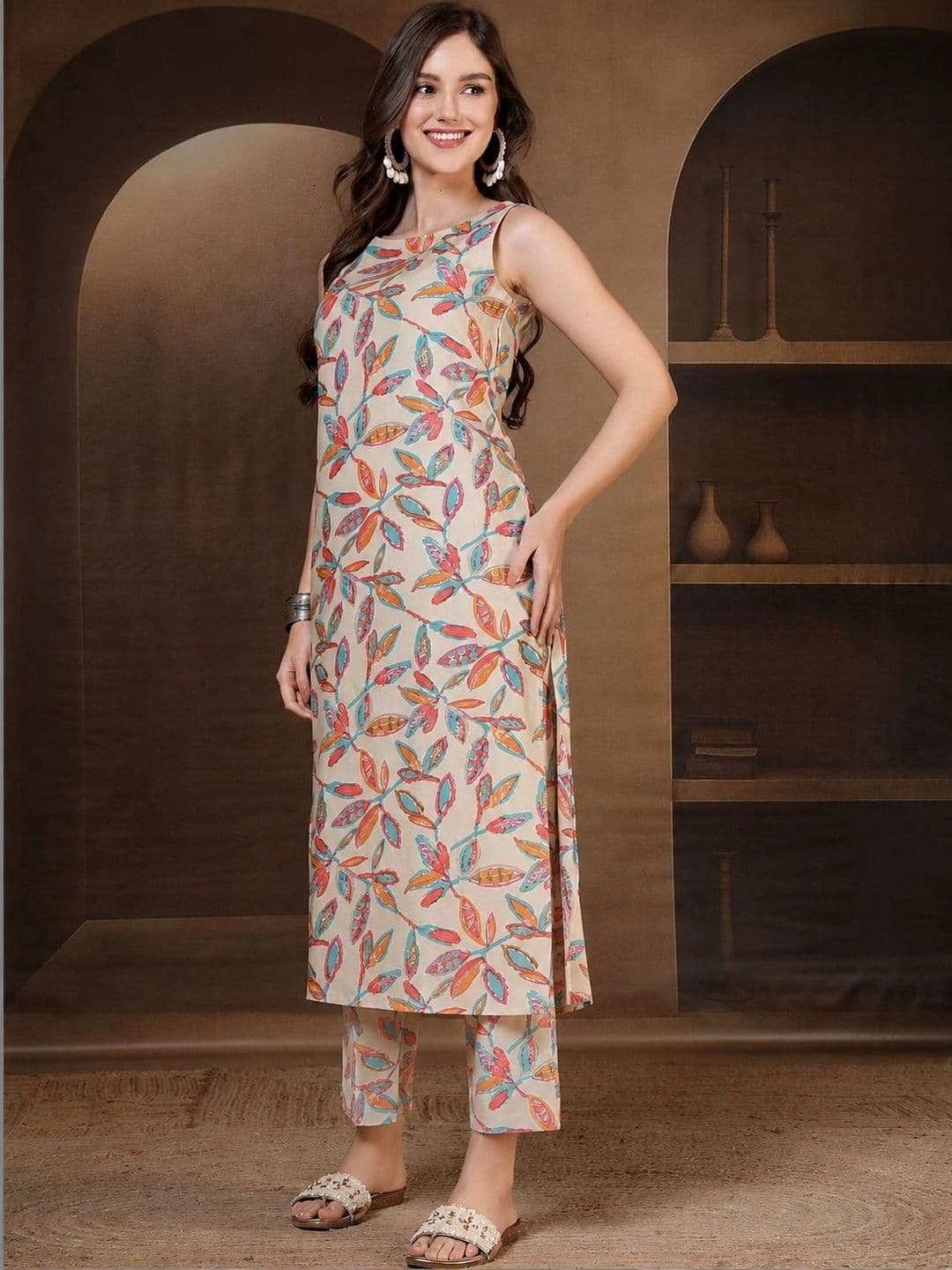 SANTOLIYA Women Floral Printed Indie Florals Kurta thumbnail 4