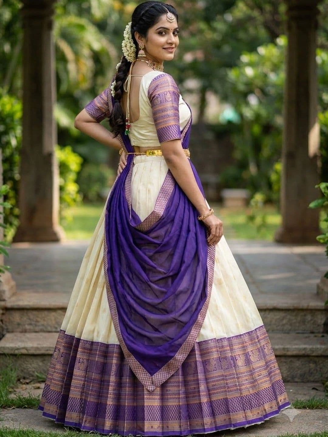 Pink Bindi Semi-Stitched Lehenga & Unstitched Blouse With Dupatta thumbnail 5