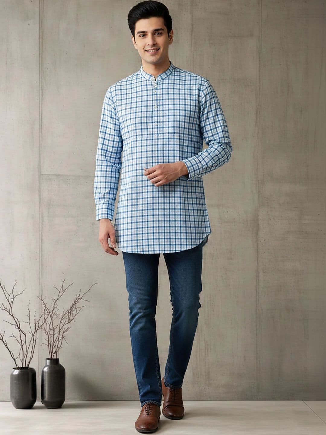 Anouk Men Checked Kurta thumbnail 7