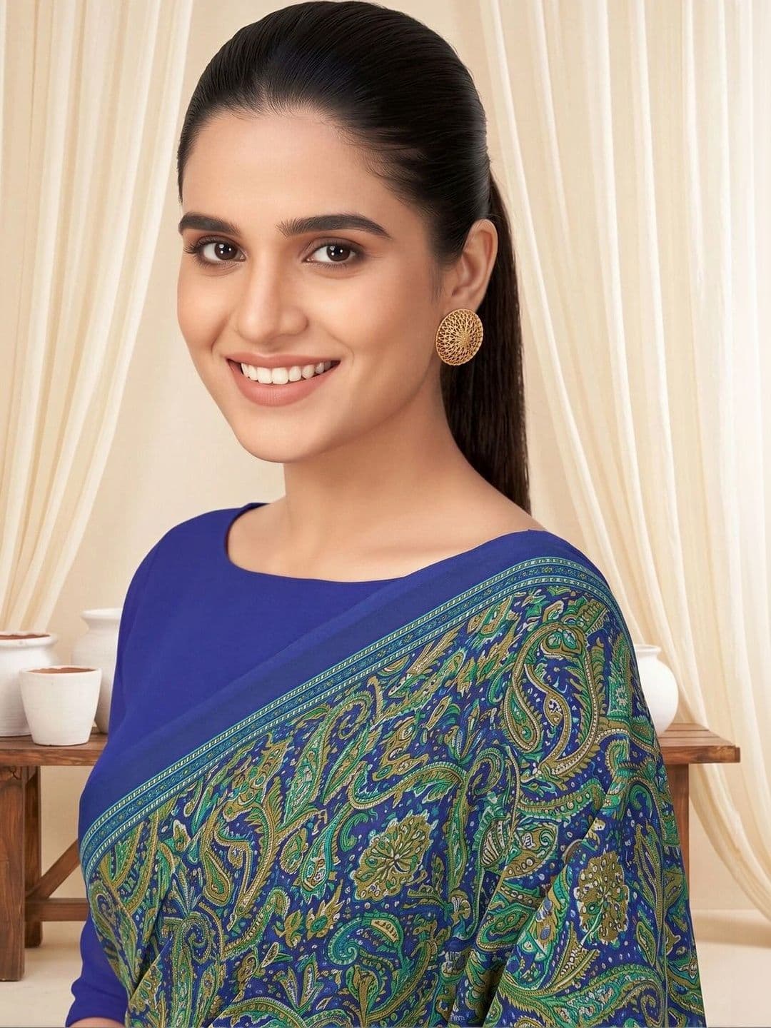 Saree mall Paisley Poly Crepe Designer Bagru Sarees thumbnail 5
