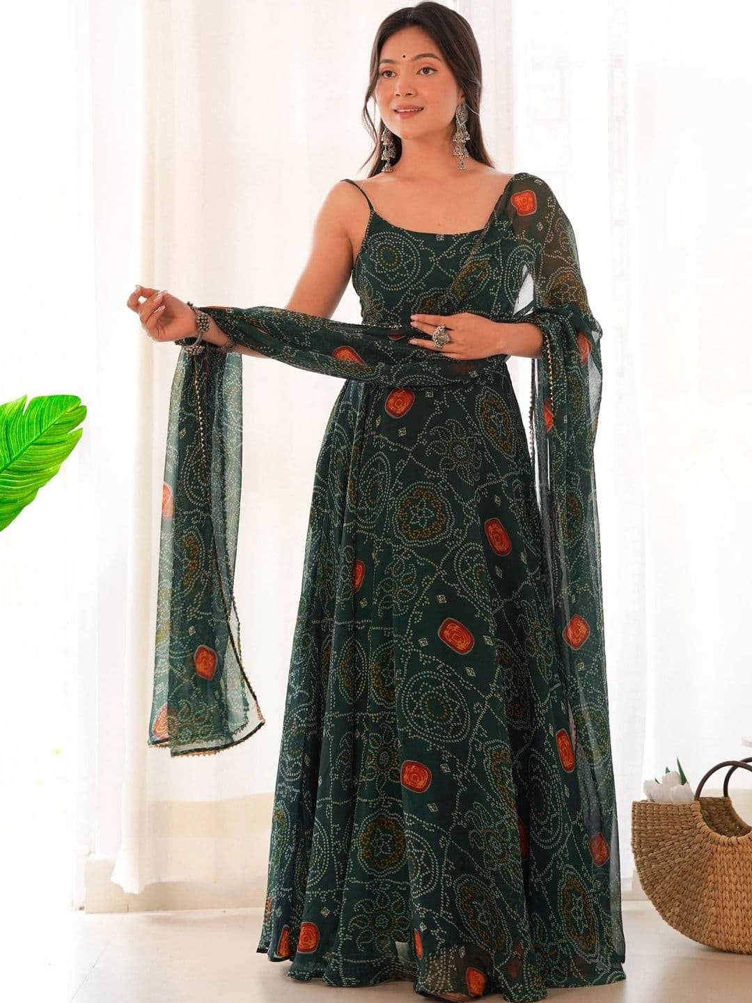 VASTRABELLA Women Ethnic Motifs Printed Regular Silk Chiffon Kurta with Pyjamas & With Dupatta - view 1