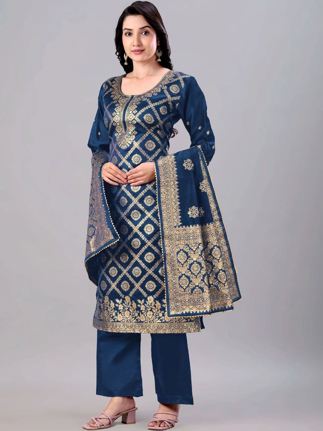 kantuba Art Silk Unstitched Dress Material thumbnail 3