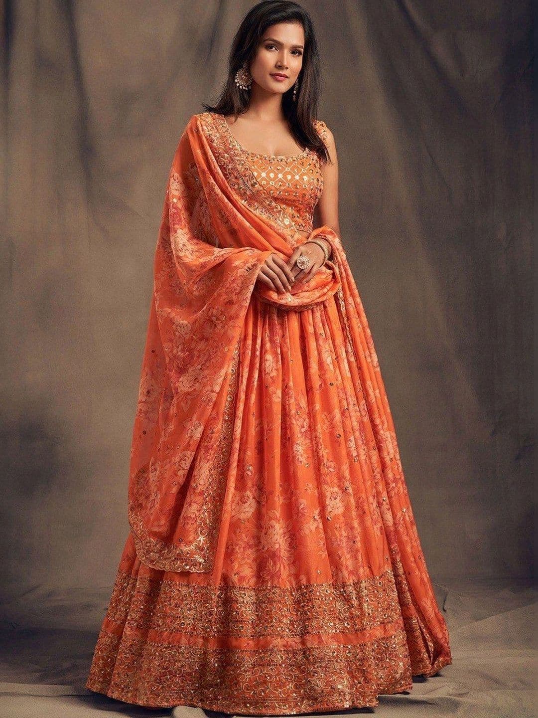 BLUSH STREET Embellished Semi-Stitched Lehenga & Blouse With Dupatta thumbnail 5