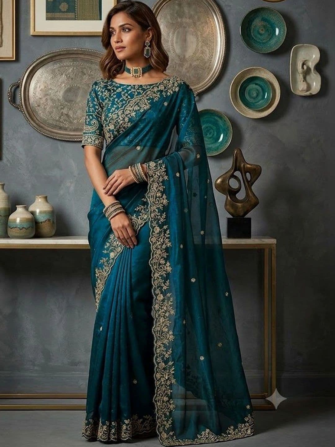 kantuba Floral Zari Art Silk Heavy Work Saree - view 1